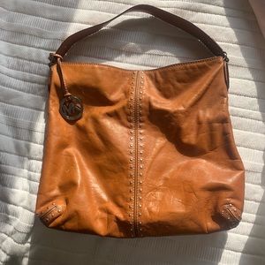 • michael kors brown leather bag •